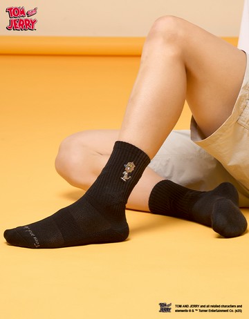 【湯姆貓與傑利鼠】雨傘造型湯姆貓襪- 黑