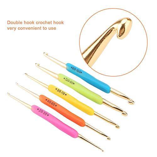 編み物 セット |Double Head Crochet Hook Set, Aluminum Tip Knitting Needle Set wit