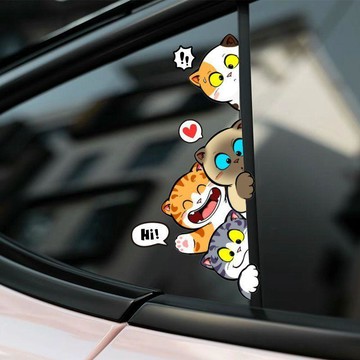 日系車貼💫 招吉貓車貼個性創意趣味貓咪汽車貼紙三角玻璃電動車摩托車裝飾貼 汽車装饰贴