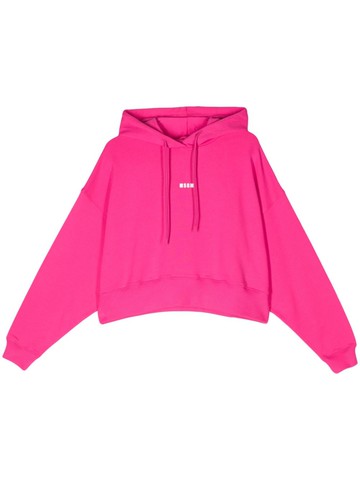 MSGM - logo-print cotton hoodie - women - Cotton - S - Pink