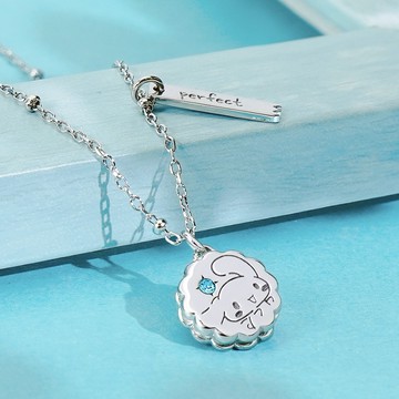 【STORY故事銀飾】布丁狗喜拿一起玩系列-Purin&Cinna夾心餅乾晶鑽純銀項鍊