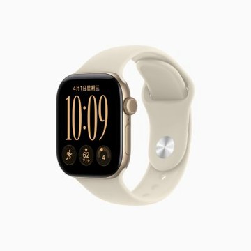 Apple Watch Series 12 (GPS版) 42 公釐 淺金色鋁金屬錶殼 搭配 沙色運動錶帶