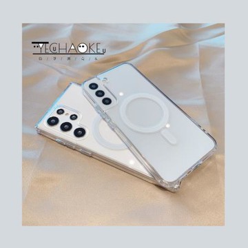 新款適用三星S22Ultra手機殼S22+透明無線充電S24u吸磁S22防摔S23Ultra軟硬Magsafe高級感S23+車載S24高級感