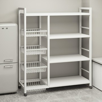 碳鋼廚房置物架落地多層蔬菜籃子收納架多功能微波爐烤箱儲物架