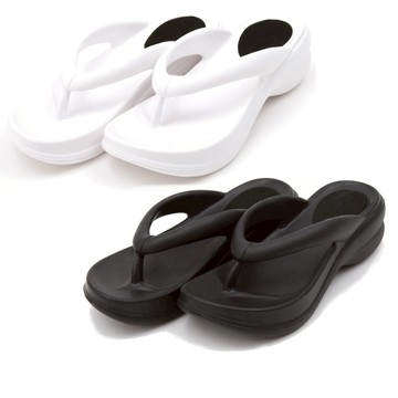 白鳥麗子 [現貨快出]人字夾腳 厚底拖鞋 防潑水 情侶鞋 沙灘鞋 防水鞋 女鞋 黑/白色