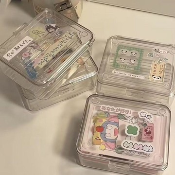 🥇隔日達出💎可咕diy透明收納盒少女心翻蓋防塵桌面小卡自印拍立得展示學生