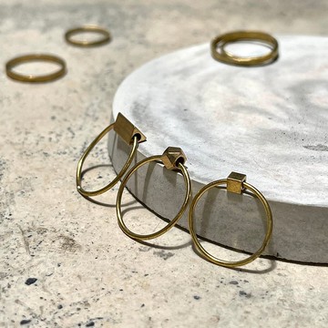 老林雜貨 | 黃銅線戒 幾何 (圓珠/方塊/多面體/三角柱/三顆小珠)