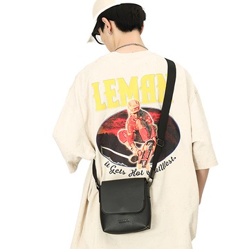 E.City 英倫風皮革通勤單肩小方包 PU皮革+尼龍  黑色  15 x 20 x 5cm