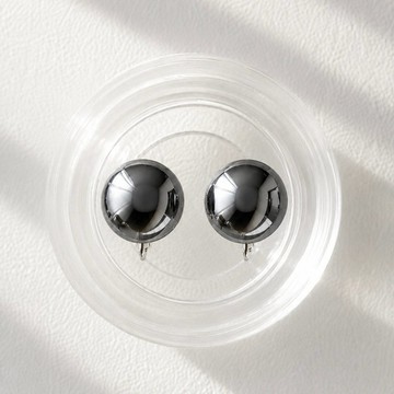 20mm 顯眼 黑赤鐵礦 天然石耳環 - button -hematite-