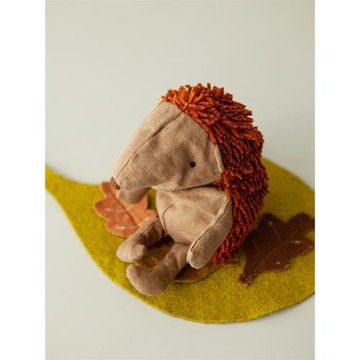 M系 北歐自然風 森林小動物之亞麻布刺猬 黑不溜秋沙包球玩偶擺件