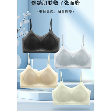 超薄無痕冰丝果凍條軟支撐上托固定杯文胸肩帶可調節薄款夏季睡眠文胸