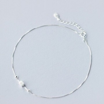 925純銀腳鍊銀飾-經典方形造型七夕情人節禮物女飾品73do3【獨家進口】【米蘭精品】