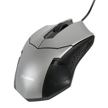 infotec 英富達 高解析有線光學滑鼠  鐵灰色  INF-MM-105-GR