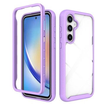 三合一適用三星a55手機殼a15/a25/a35簡約鏡頭全包a52/a53/a54彩色邊框a73/a33/a23透明a14/a34防摔保護套a05