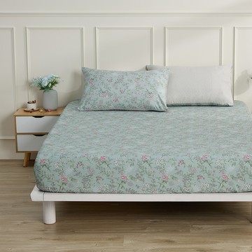 新品_東妮寢飾(單人/雙人/加大/特大)100%精梳棉床包枕套組／浮碧花庭