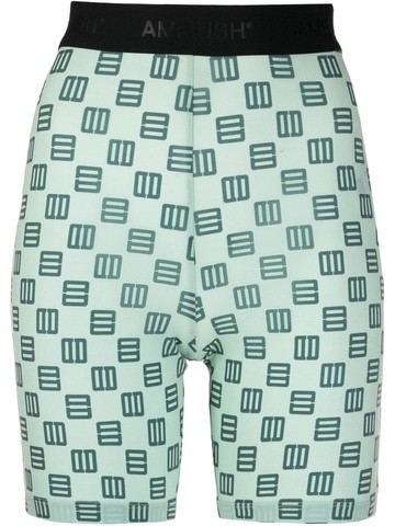 AMBUSH - graphic print cycling shorts - women - Spandex/Elastane/Polyamide - XS - Green