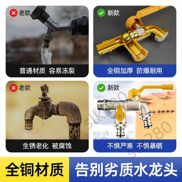 🔥台灣出貨🔥4分戶外自來水大流量黃銅加厚防凍水龍頭一進二雙出水室外龍頭 嚴選