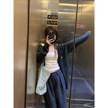 麻花開衫外套2025春秋針織毛衣外搭秋冬女慵懶風寬松復古羊毛V領