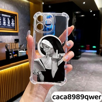修女中指四角氣墊超級防摔 磁吸充電i16PROMAX 蘋果iPhone15 14 13 12 11 XR 8P保護殼