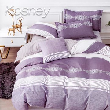 KOSNEY  挪威咖  頂級100%精梳純棉雙人床包被套組