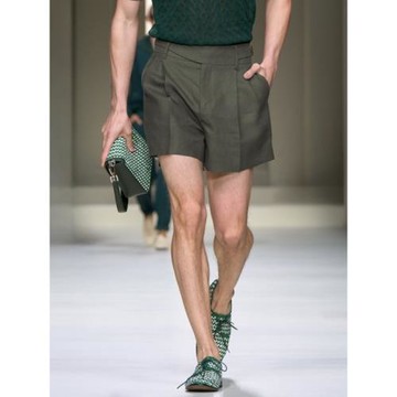 (免運)巴黎風秀場款時髦廓爾格亞麻手工制短褲潮男簡約舒適中褲五分褲子