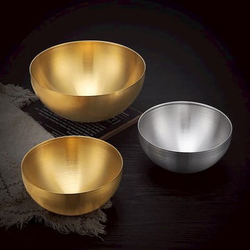 韓式不銹鋼水果沙拉碗金色冷面碗家用大號湯碗螺螄粉碗商用餐具