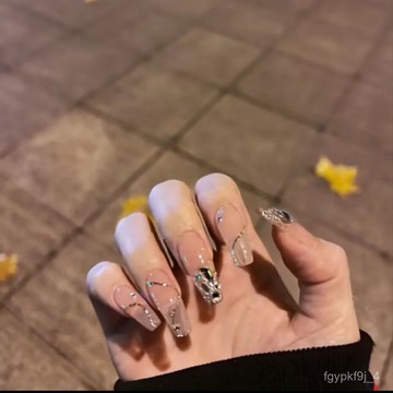 🥰可可新品🥰純手工光療美甲穿戴甲貼片璀璨溜邊果凍貼片假指甲成品 可拆卸甲手工穿戴甲日常穿戴甲高級感穿戴甲顯白美甲片 BV