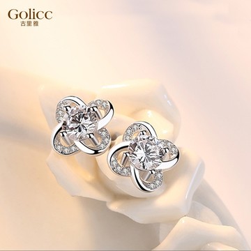 Gulicc 優雅 幸運草 永恆 花語 耳環(飾品 耳飾 耳針 耳釘 耳環 生日禮物 雙11 聖誕節)