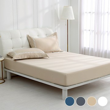 鴻宇 100%精梳棉 美國棉300織 60支 素色刺繡 雙人床包枕套三件組