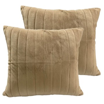 J&N 艾妮珩縫鋪綿短毛絨抱枕 2入/組  45 x 45cm  淺咖啡色