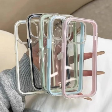 透明炫彩邊框✨適用iPhone17Promax手機殼 二合一防摔保護套蘋果16手機殼 iPhone15手機殼