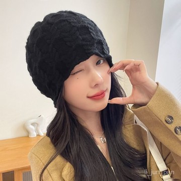 臺灣🚍8H出🉑新款堆堆帽子女毛綫帽秋冬保暖韓版針織帽時尚洋氣大頭圍冷帽百搭