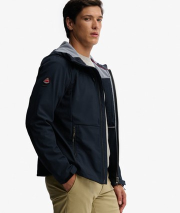 Superdry Men's Hooded Softshell Trekker Jacket Navy Size: XL