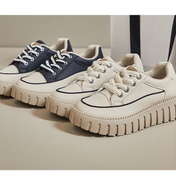 Taroko 復古刷舊韓風皮革厚底運動休閒鞋(2色可選)