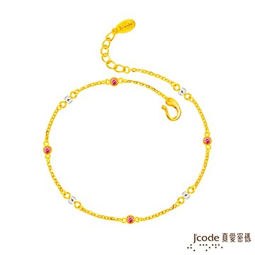 【J'code真愛密碼金飾】經典黃金腳鍊-白琉璃