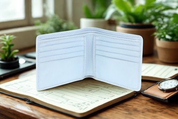 錢包兩側有卡槽，藍- W008BL