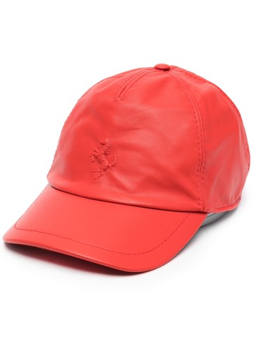 Ferrari - embossed-logo leather cap - unisex - Calf Leather - One Size - Red