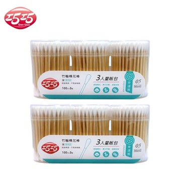 【巧巧】圓頭竹軸棉花棒(100支/盒x3量販包)x2包