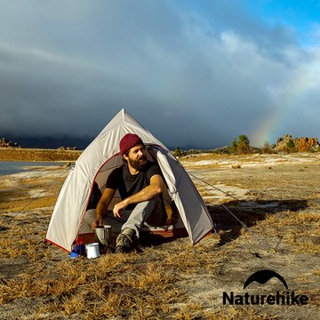 【Naturehike】升級版 云尚2極輕量20D矽膠雙人帳篷 贈地席 淺灰 (攻頂帳/露營/登山)