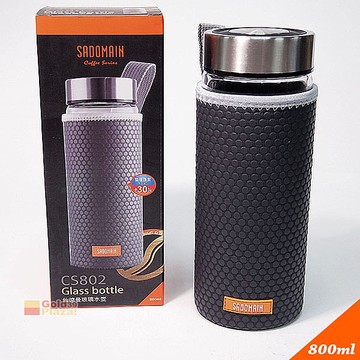 BO雜貨【SV8252】800ml仙德曼雙層護套玻璃壺 耐熱玻璃水瓶 特厚玻璃杯 冷水壺 隨身杯 咖啡杯 檸檬瓶