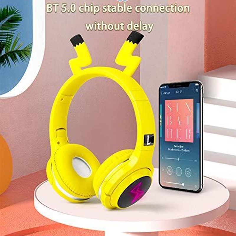 キッズワイヤレスBluetoothヘッドホンかわいいピカチュウオーバー