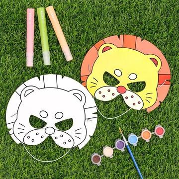隔日到貨🏆卡通彩繪面具 DIY面具 兒童面具 幼兒園益智教具 美術涂色玩具 兒童紙質塗鴉玩具 面具 小禮品