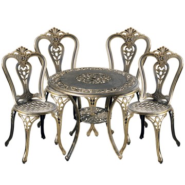 LOGIS-韻藏(白)鑄鋁庭園1桌4椅 休閒桌椅 (DUT-4W)金銅