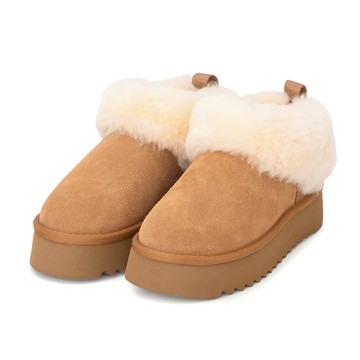 D+AF 暖暖泡芙厚底翻毛真皮雪靴