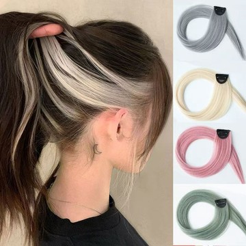 假髮片掛耳染女長短髮挑染漸變隱形無痕自然漂染直髮接髮條學生