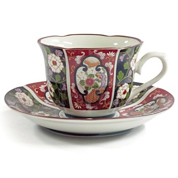 [豐名日本餐具] 咖啡杯組 唐草木甲金線 有田燒 / C00CS1-8