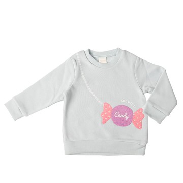 akachan honpo - 長袖休閒上衣-小包包風 糖果-淺藍色