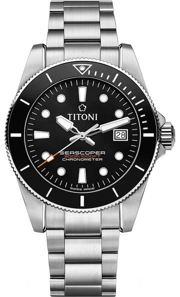 TITONI 梅花錶 Baby Seascoper 300 天文台認證陶瓷圈機械錶(83300 S-BK-702)-42mm-黑面鋼帶【刷卡回饋 分期0利率】【APP下單點數13倍送】