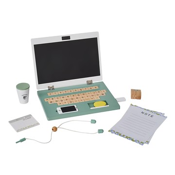 TEAMSON 小幫手木製磁吸筆記型電腦辦公組  角色扮演  仿真配件  綠色配件  混合顏色  1組