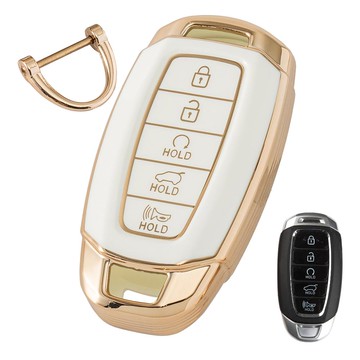 VENDICT 汽車TPU智慧鑰匙套 適用現代11 Palisade 2022年4月 Santa Fe TM Avante CN7 2020年款  HY-D11J5  象牙白